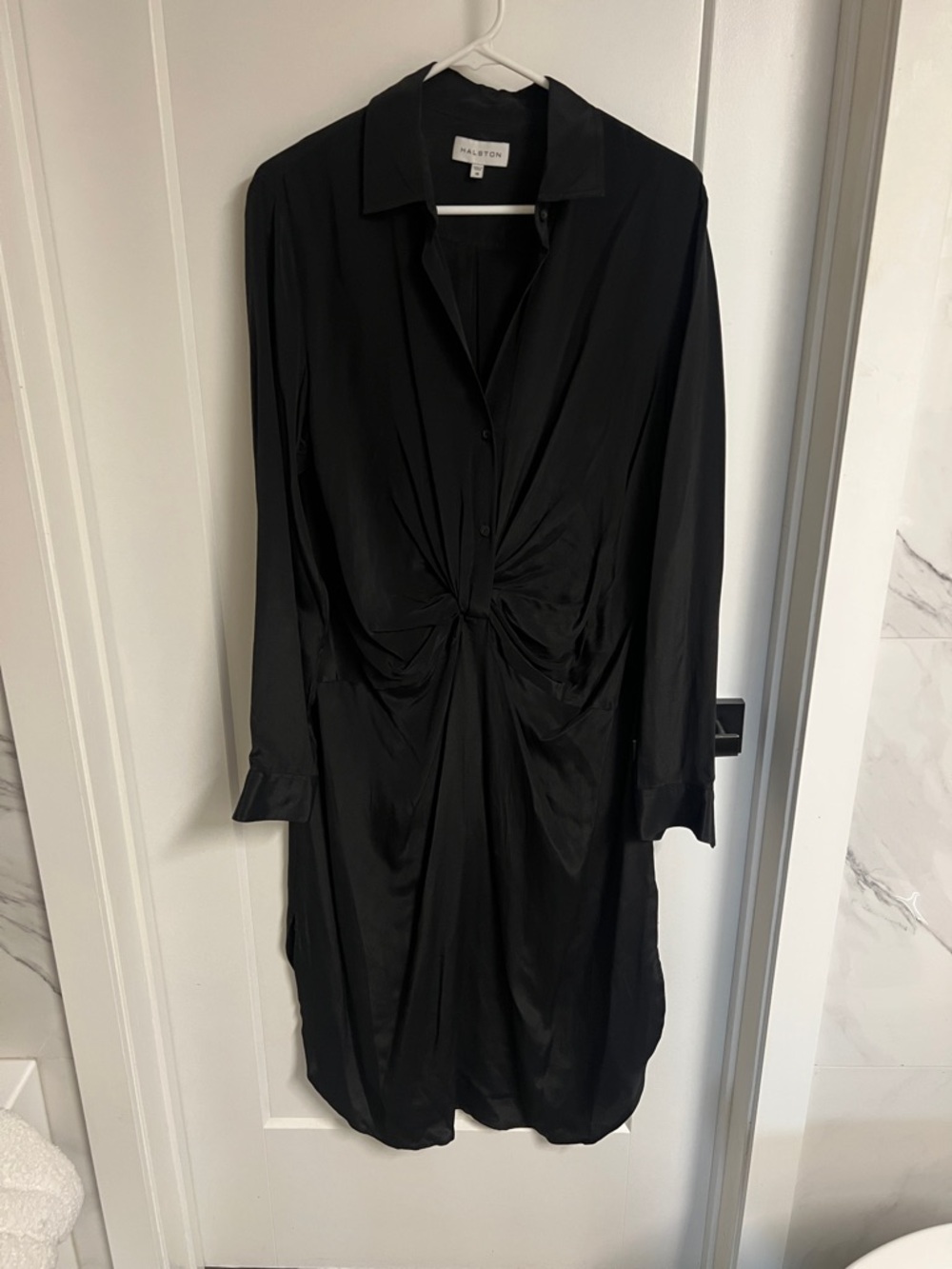 H by Halston Black Twisted Front Shirt Dress